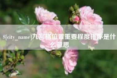 茌平九宫格位置重要程度排序是什么意思